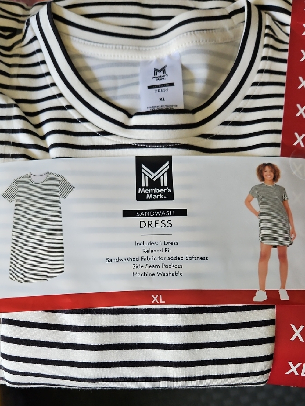 Old Navy Black and White Striped T-Shirt Dress